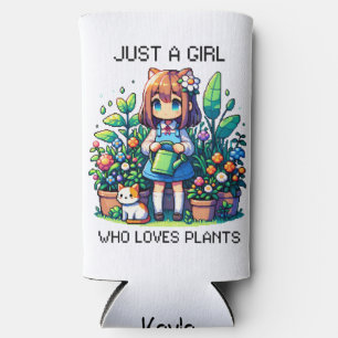 Just a Girl Who Loves Plants Personalized Seltzer Can Cooler