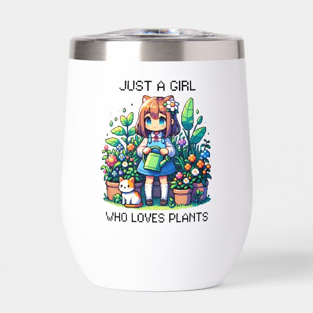 Just a Girl Who Loves Plants  Thermal Wine Tumbler (Front)