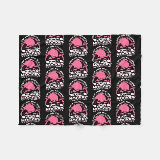 Just A Girl Who Loves Playing Hockey Field Hockey Fleece Blanket (Front (Horizontal))