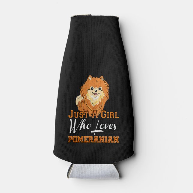 Just A Girl Who Loves Pomeranian Gift Bottle Cooler (Front)