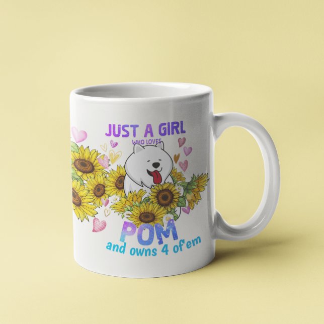 Just A Girl Who Loves Pomeranian Sunflower Floral Coffee Mug (Creator Uploaded)