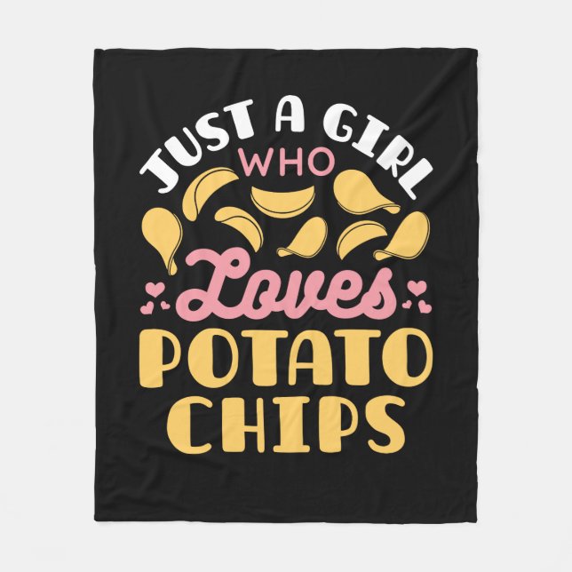 Just a Girl Who Loves Potato Chips Fleece Blanket (Front)