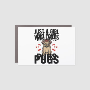 Just A Girl Who Loves Pugs Vintage Dog Shirt Desig Car Magnet