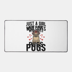 Just A Girl Who Loves Pugs Vintage Dog Shirt Desig Desk Mat