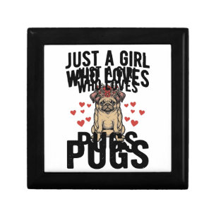 Just A Girl Who Loves Pugs Vintage Dog Shirt Desig Gift Box