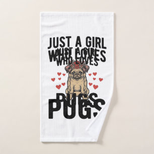 Just A Girl Who Loves Pugs Vintage Dog Shirt Desig Hand Towel