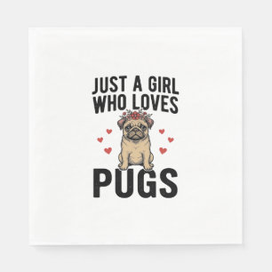 Just A Girl Who Loves Pugs Vintage Dog Shirt Desig Napkins