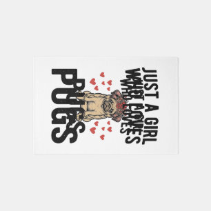 Just A Girl Who Loves Pugs Vintage Dog Shirt Desig Rug