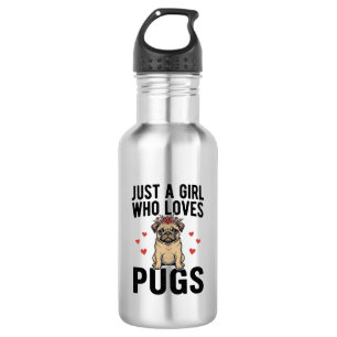 Just A Girl Who Loves Pugs Vintage Dog Shirt Desig Stainless Steel Water Bottle