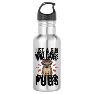 Just A Girl Who Loves Pugs Vintage Dog Shirt Desig Stainless Steel Water Bottle