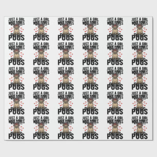 Just A Girl Who Loves Pugs Vintage Dog Shirt Desig Wrapping Paper
