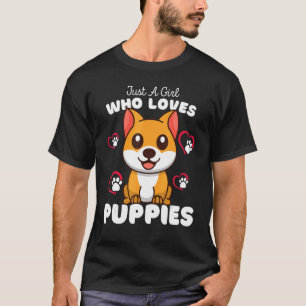 Just A Girl Who Loves Puppies   Cute Dog   Kids T-Shirt