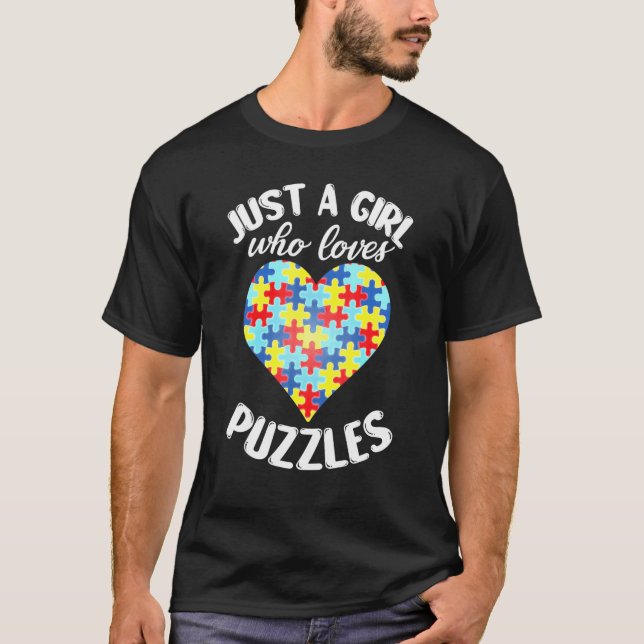 Just A Girl Who Loves Puzzles Jigsaw Puzzle T-Shirt (Front)