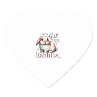 Just A Girl Who Loves Rabbits,Bunny With Flowers W Heart Sticker