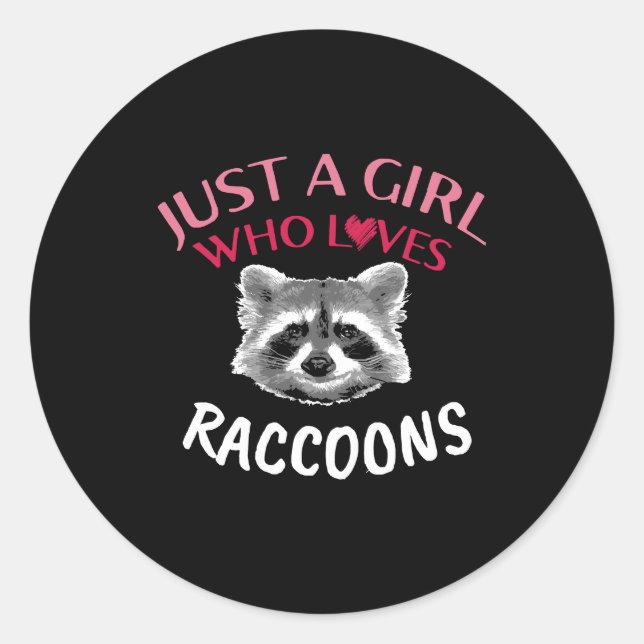 Just a Girl Who Loves Raccoon Funny Trash Panda Classic Round Sticker (Front)