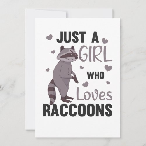 Just A Girl Who Loves Racoons Kawaii Raccoon Invitation