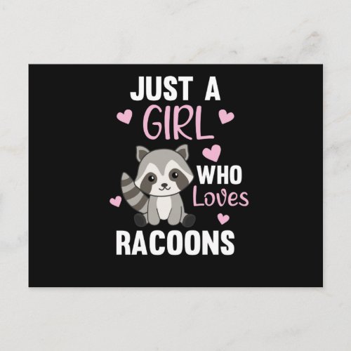 Just A Girl Who Loves Racoons Kawaii Raccoon Postcard