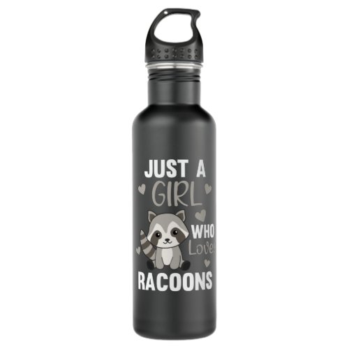 Just A Girl Who Loves Racoons Kawaii Raccoon Stainless Steel Water Bottle