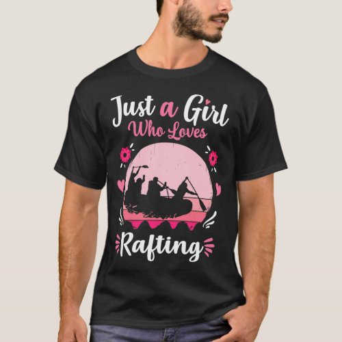 Just A Girl Who Loves Rafting Pink Retro Vintage g T_Shirt