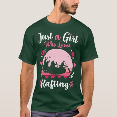 Just A Girl Who Loves Rafting Pink Retro Vintage g T_Shirt