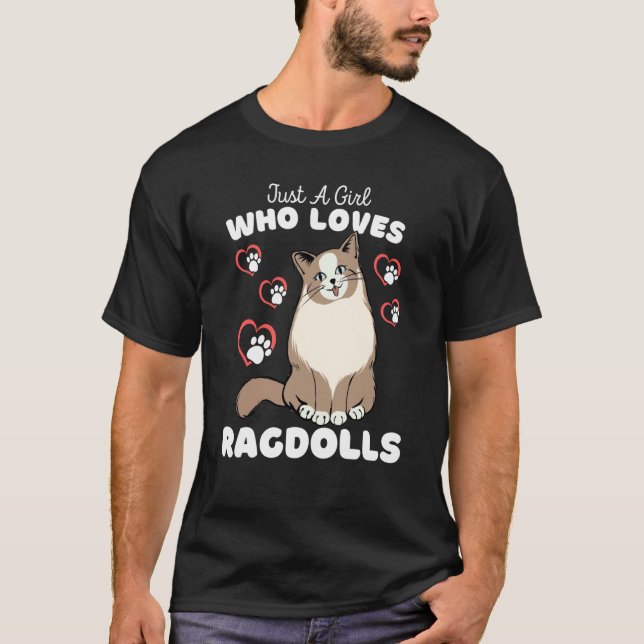 Just A Girl Who Loves Ragdolls Cute Kitten Kids T-Shirt (Front)