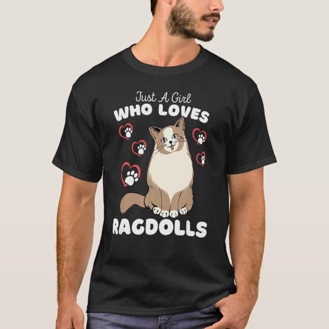 Just A Girl Who Loves Ragdolls Cute Kitten Kids T-Shirt (Front)
