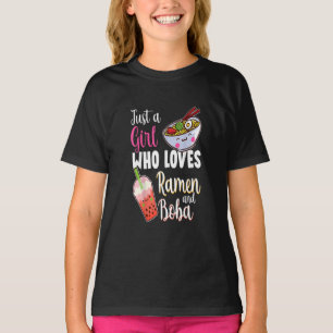 Just A Girl Who Loves Ramen And Boba Anime Bubble T-Shirt