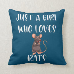 Just A Girl Who Loves Rats Cute Rat Lover  Throw Pillow