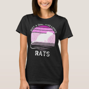 Just A Girl Who Loves Rats Retro Sunset Vintage Pe T-Shirt