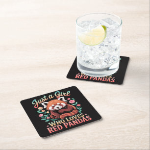 Just A Girl Who Loves Red Pandas Square Paper Coaster
