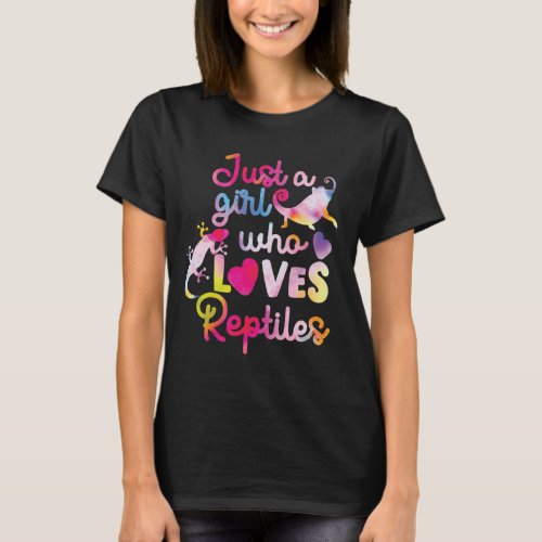 Just A Girl Who Loves Reptiles Lizard Watercolor T_Shirt