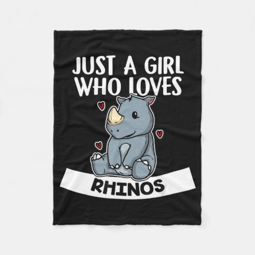 just a girl who loves rhinos cute rhinoceros fleece blanket