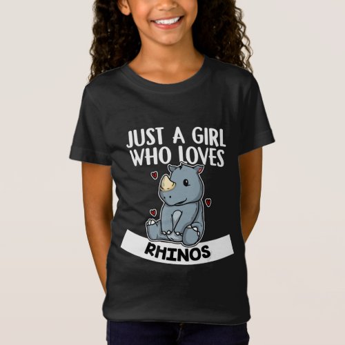 Just A Girl Who Loves Rhinos Cute Rhinoceros T_Shirt
