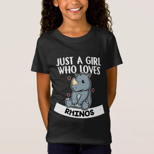Just A Girl Who Loves Rhinos Cute Rhinoceros T-Shirt (Front)