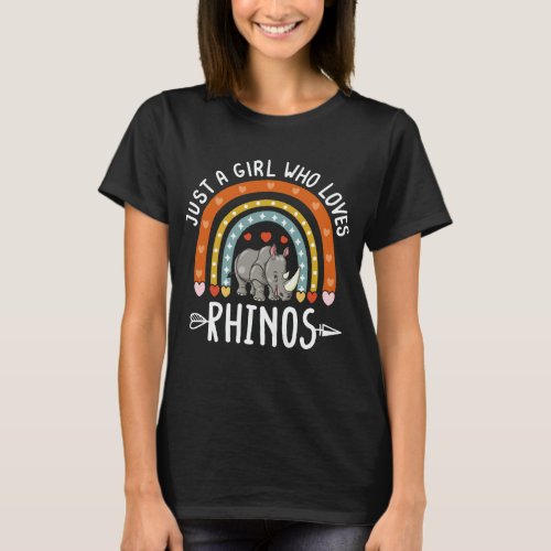Just A Girl Who Loves Rhinos Rainbow T_Shirt