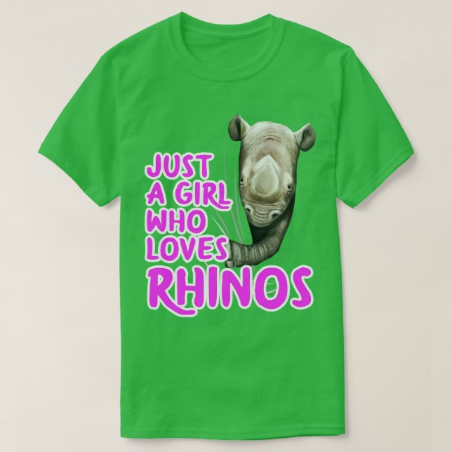 Just A Girl Who Loves Rhinos T-Shirt (Design Front)