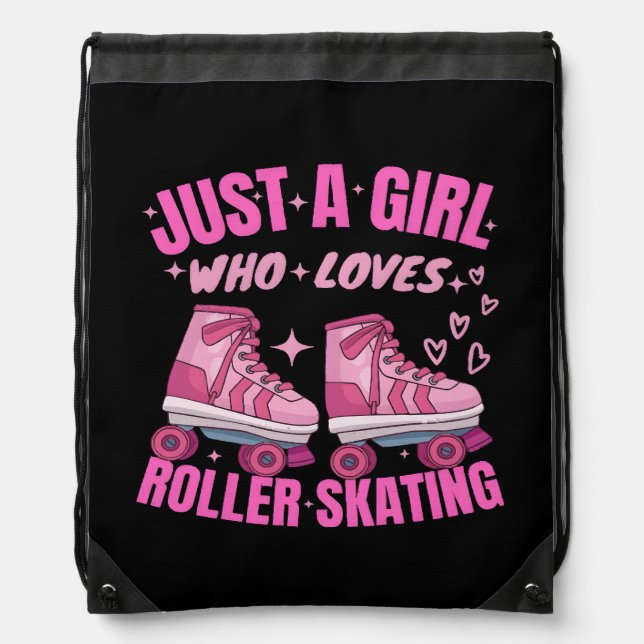 Just A Girl Who Loves Roller Skating Drawstring Bag (Front)