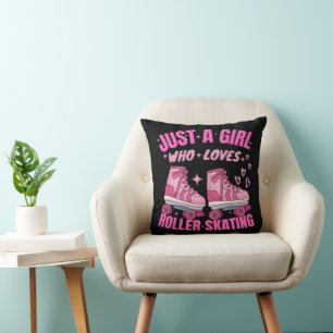 Just A Girl Who Loves Roller Skating Throw Pillow
