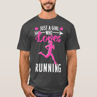 Just A Girl Who Loves Running Girls Track Field T-Shirt