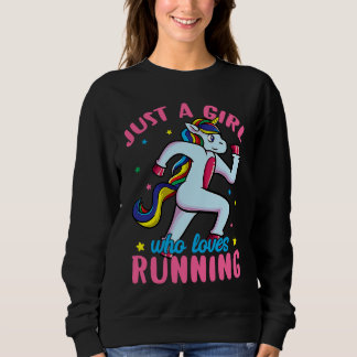 Just a Girl Who Loves Running Unicorn Female Track Sweatshirt
