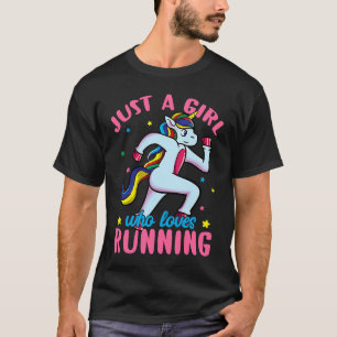 Just a Girl Who Loves Running Unicorn Female Track T-Shirt