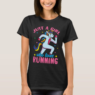 Just a Girl Who Loves Running Unicorn Female Track T-Shirt