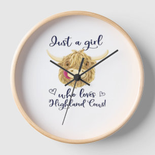 Just A Girl Who Loves Scottish Highland Cows Class Clock