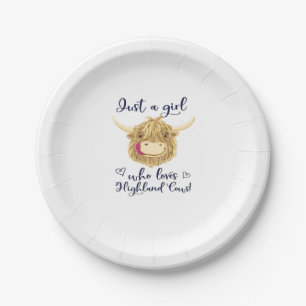 Just A Girl Who Loves Scottish Highland Cows Class Paper Plates