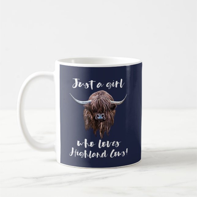 Just A Girl Who Loves Scottish Highland Cows Coffee Mug (Left)