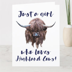 Just A Girl Who Loves Scottish Highland Cows Letterpress Thank You Card