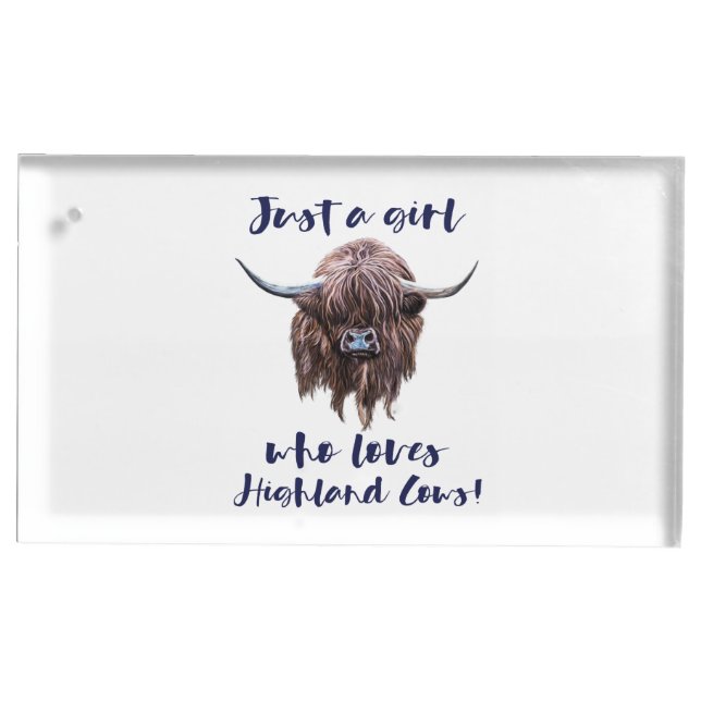 Just A Girl Who Loves Scottish Highland Cows Place Card Holder (Front)