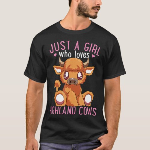 Just A Girl Who Loves Scottish Highland Cows Scotl T_Shirt