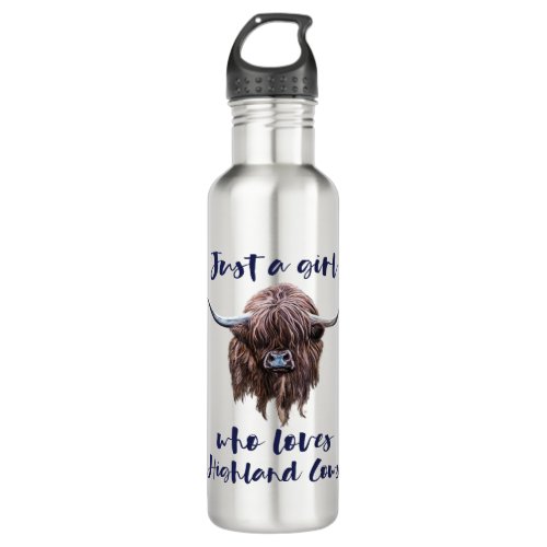 Just A Girl Who Loves Scottish Highland Cows Stainless Steel Water Bottle