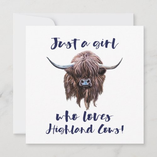 Just A Girl Who Loves Scottish Highland Cows Thank You Card